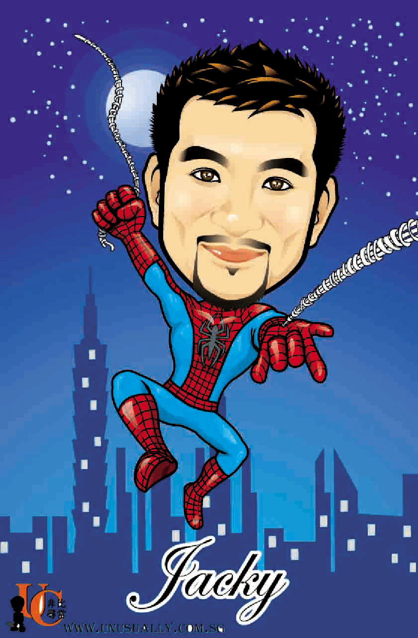 Digital Caricature Drawing - Spiderman Without Mask Theme
